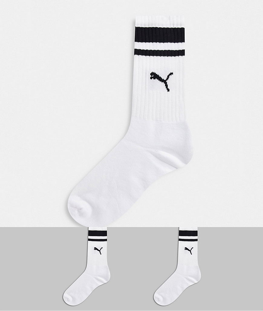 фото Набор из 2 пар белых носков с черными полосками puma-черный