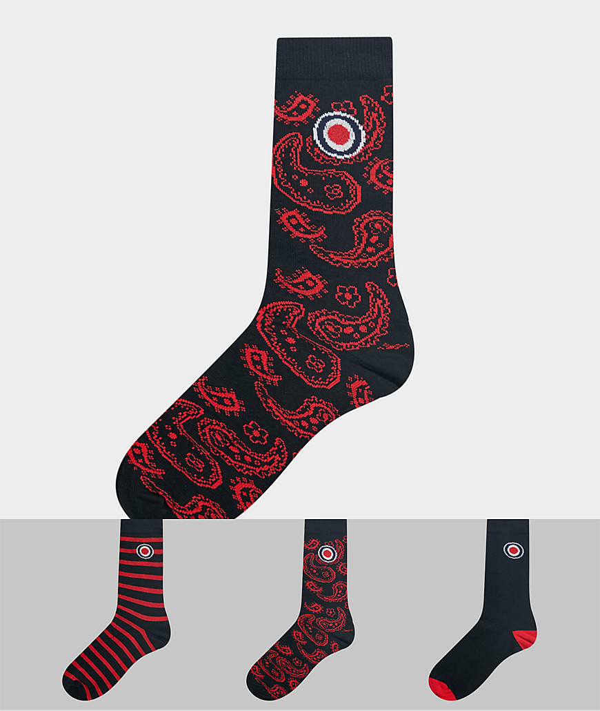 фото Набор из 3 пар носков (в полоску/с принтом пейсли) lambretta-красный