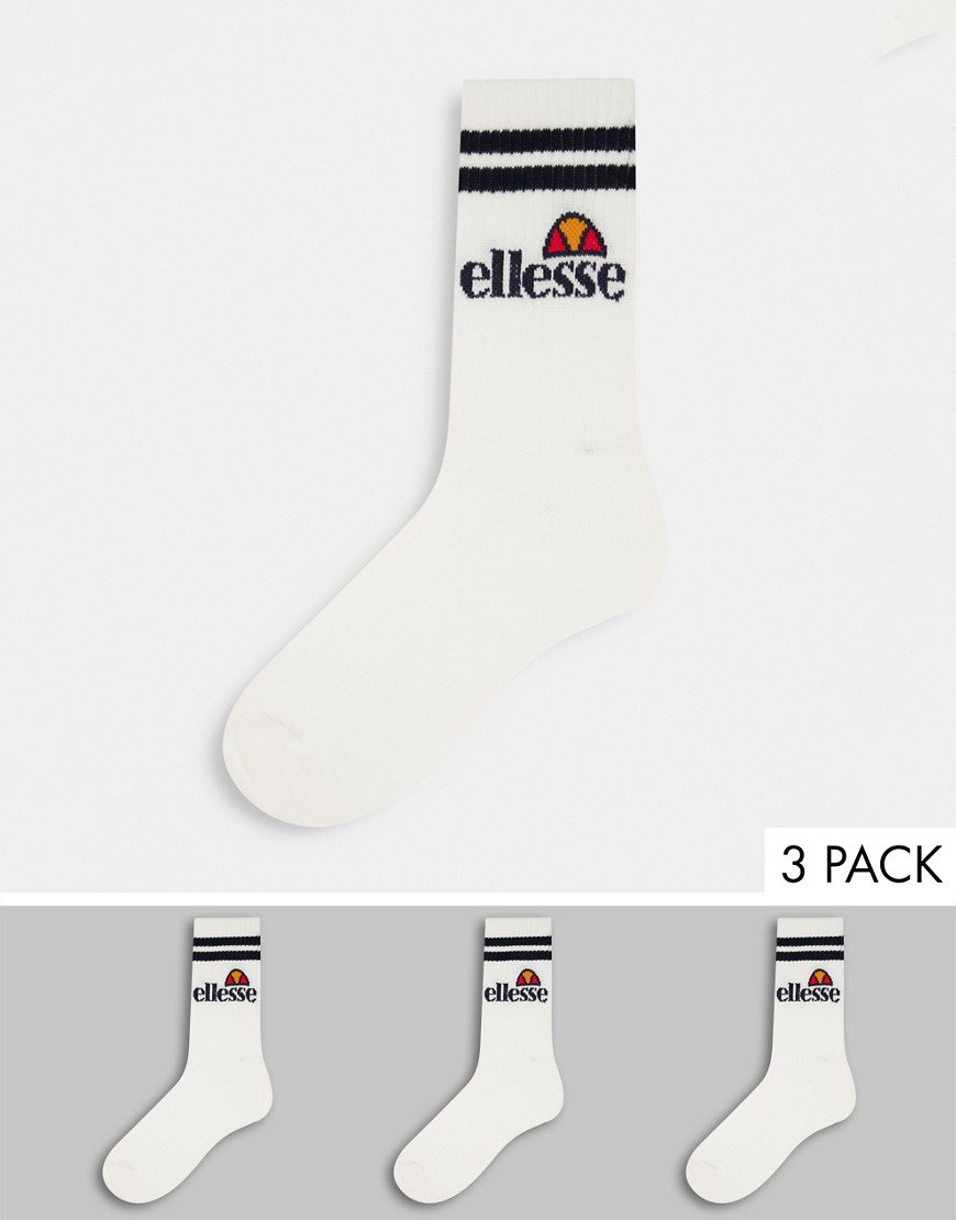 фото Набор из 3 пар белых носков с полосками и логотипом ellesse-белый