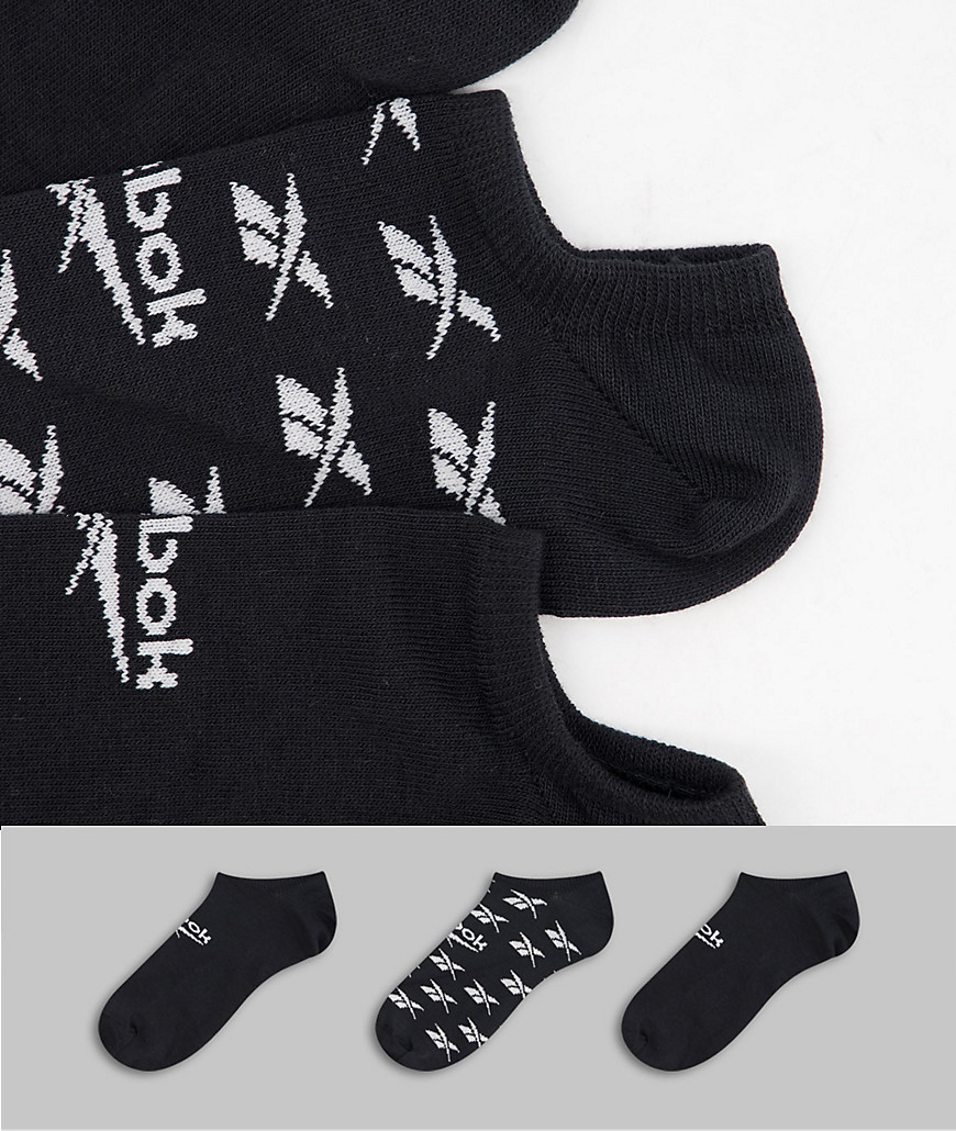фото Набор из 3 пар черных невидимых носков reebok classics-черный цвет