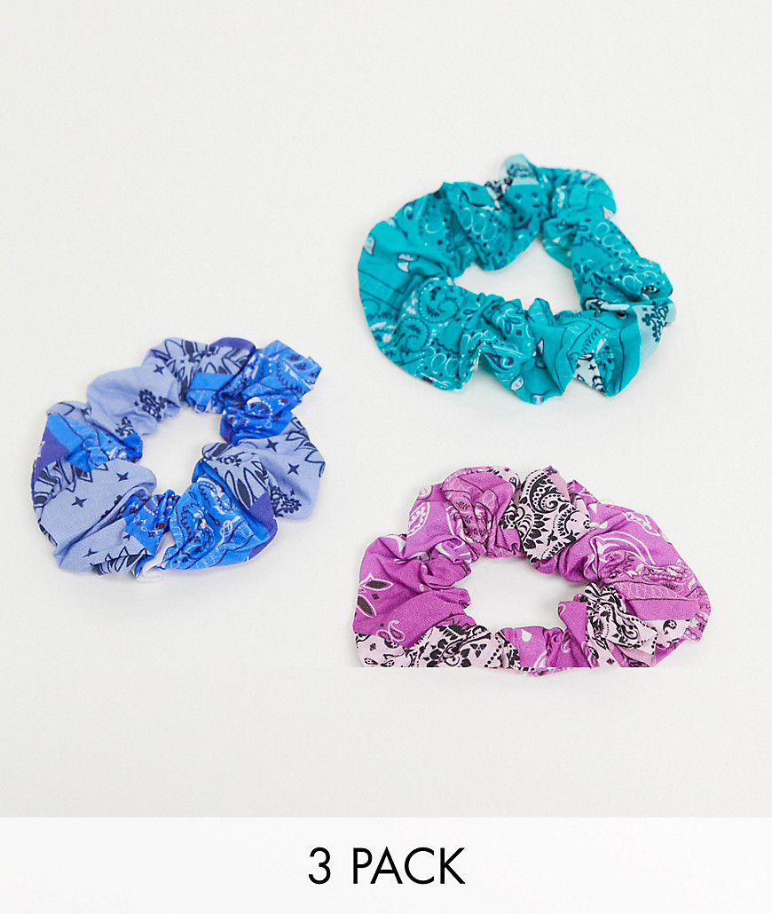 фото Набор из 3 резинок для волос с платочным принтом asos design-многоцветный