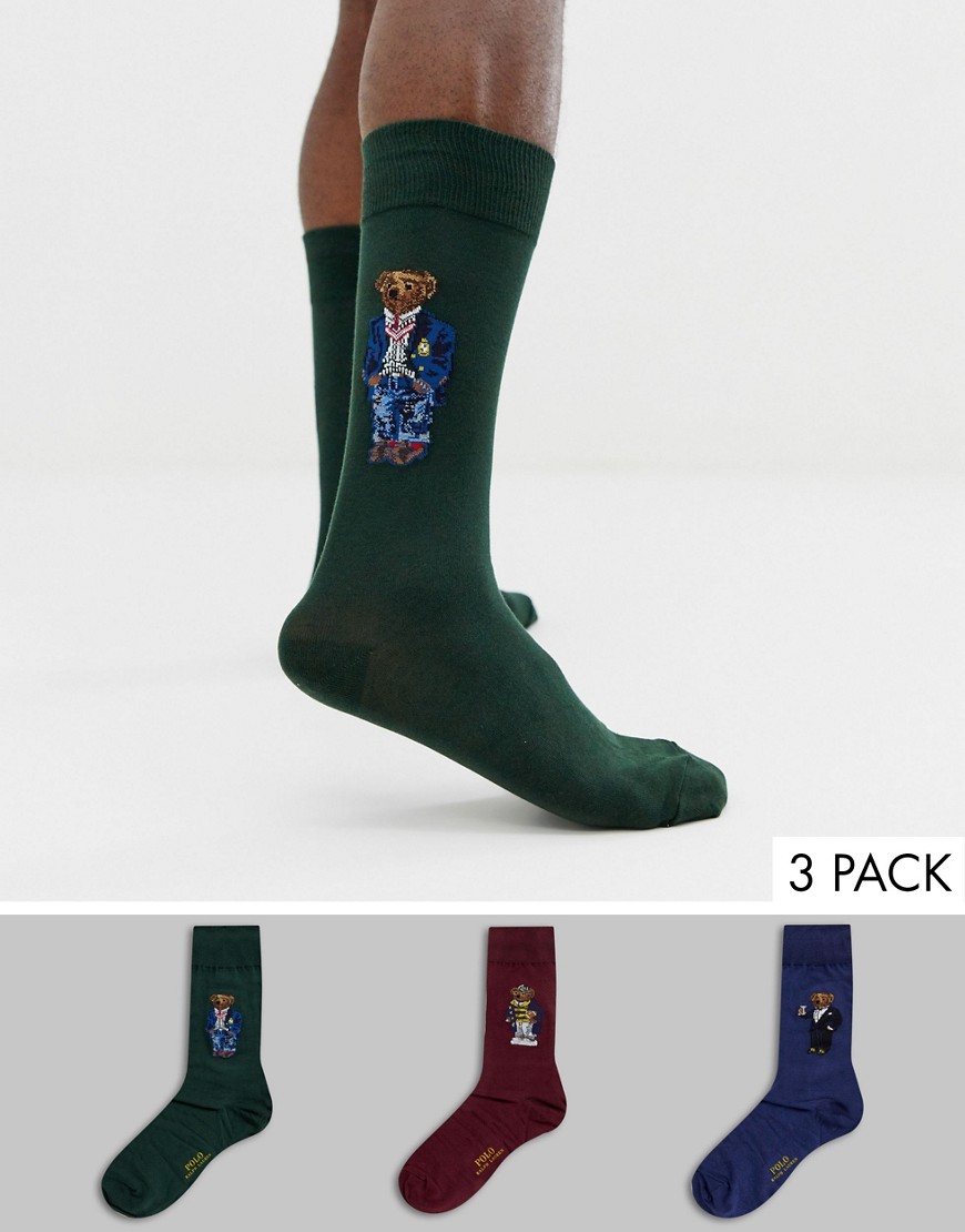 фото Набор носков (зеленый/темно-синий/красный) polo ralph lauren - 3 пары
