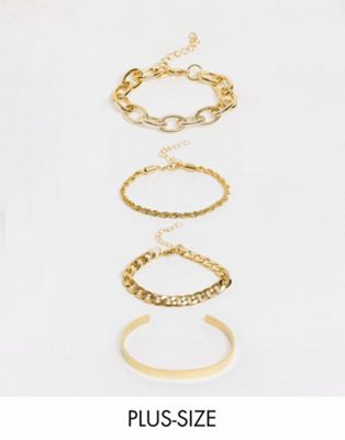 фото Набор позолоченных браслетов с разными цепочками image gang curve exclusive-золотистый