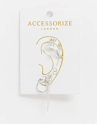 фото Набор серебристых серег accessorize glamazon-серебристый