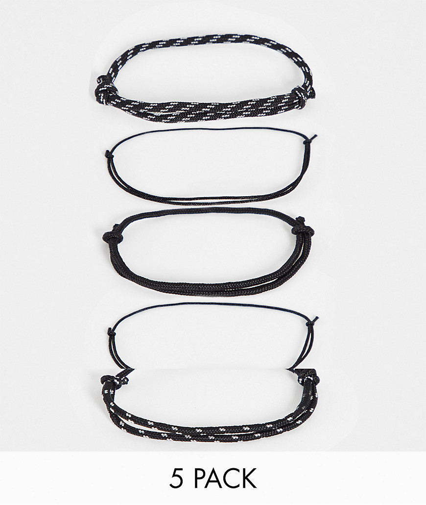 фото Набор тонких черных браслетов-шнурков asos design-черный цвет