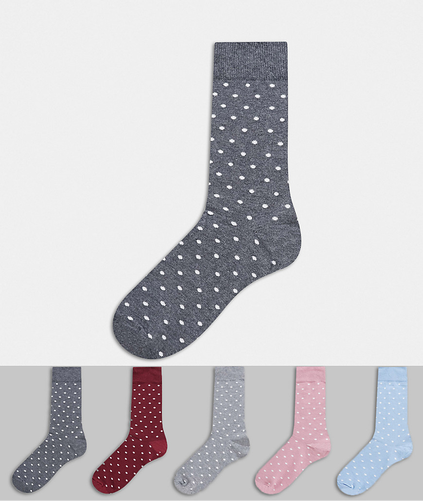 фото Набор из 5 пар носков в горошек burton menswear​​​​​​​-серый