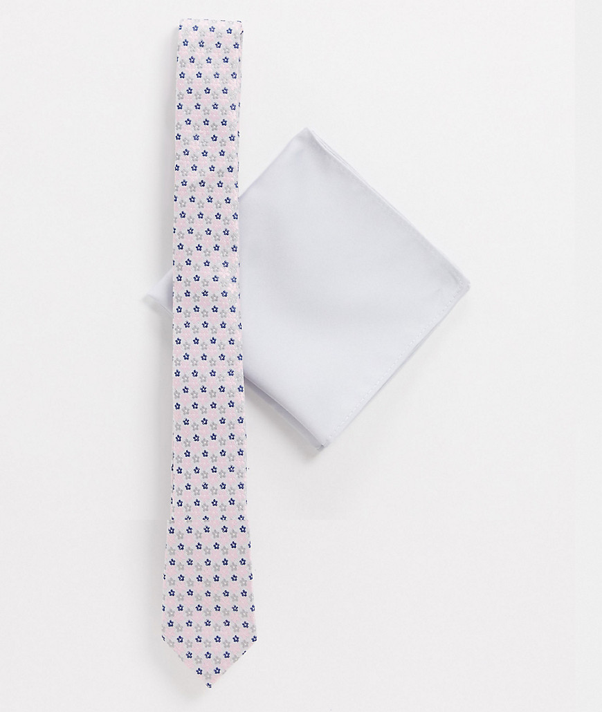 фото Набор из розового галстука с цветочным принтом и серого платка паше asos design-серый