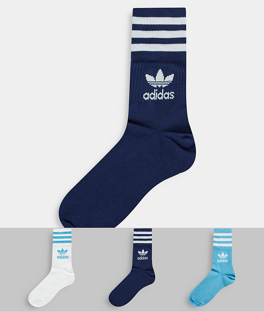 фото Набор из трех пар синих носков средней длины adidas originals-многоцветный