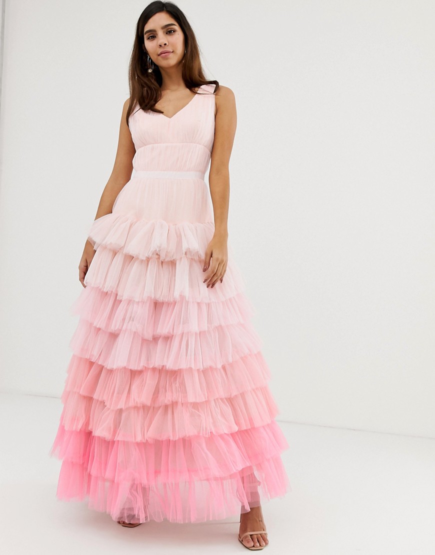 Naf Naf princess mesh layer ombre dress-Pink