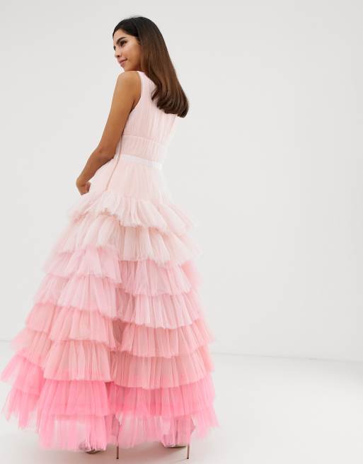 Naf Naf princess mesh layer ombre dress