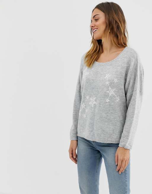 Naf Naf - Pull en maille motif galaxie avec manches carrées