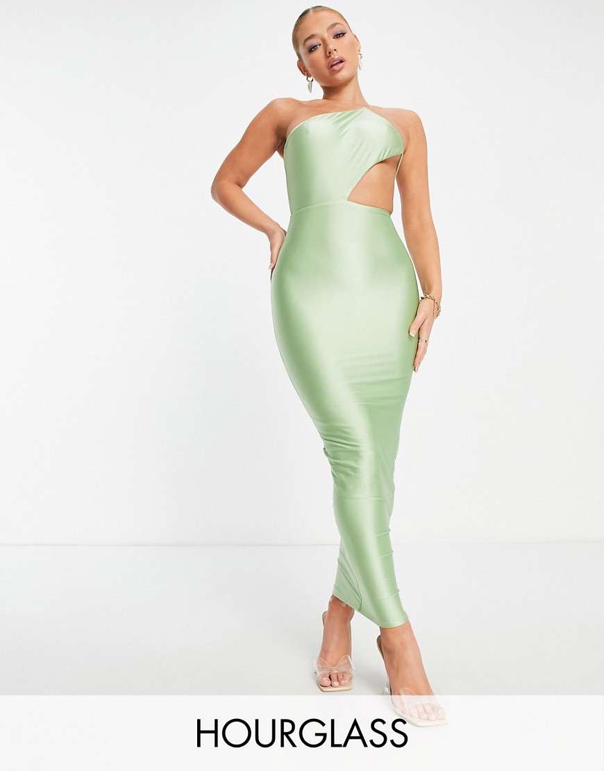 Naked Wardrobe cut out side midi dress in green