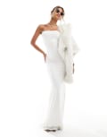 [Naked Wardrobe] Naked Wardrobe double layered sculpted bandeau maxi dress in white XL WHITE