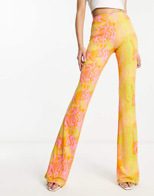 Neon best sale flare trousers