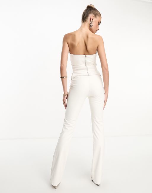 Naked Wardrobe leather look flared pants in white (part of a set), 3 of 4