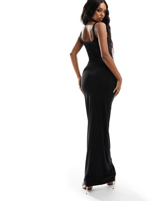 Naked Wardrobe mesh insert maxi dress in black | ASOS