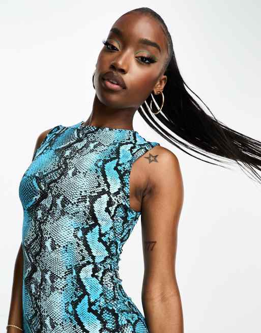 Zara blue snake print 2024 dress