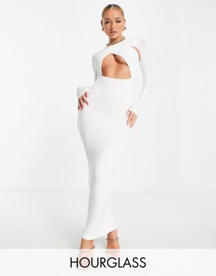 Naked Wardrobe Robe Longue Manches Longues Avec D Coupes Crois Es Sur Le Devant Blanc Asos