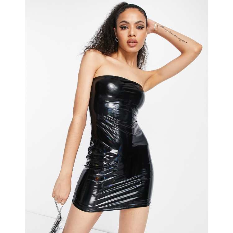 Black leather tube dress sale