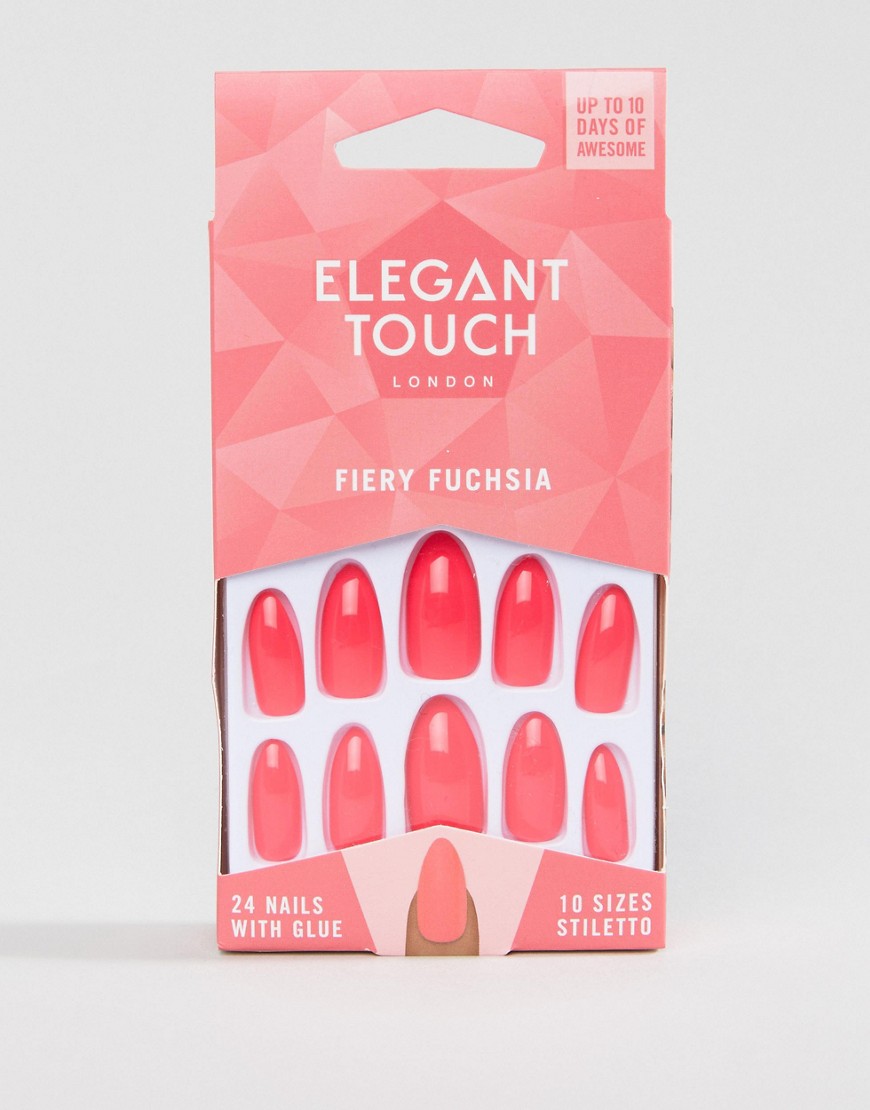 фото Накладные ногти elegant touch stiletto firey fuchsia-розовый