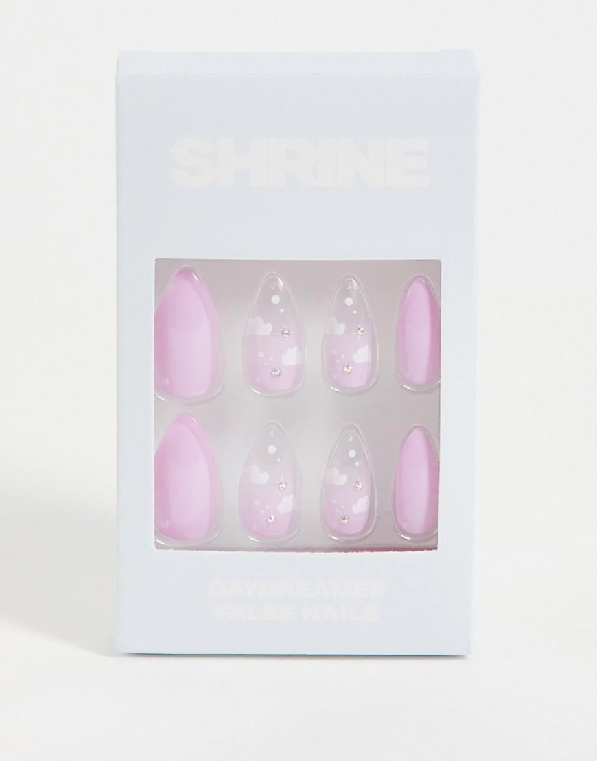 фото Накладные ногти пастельных оттенков с облаками shrine-фиолетовый цвет
