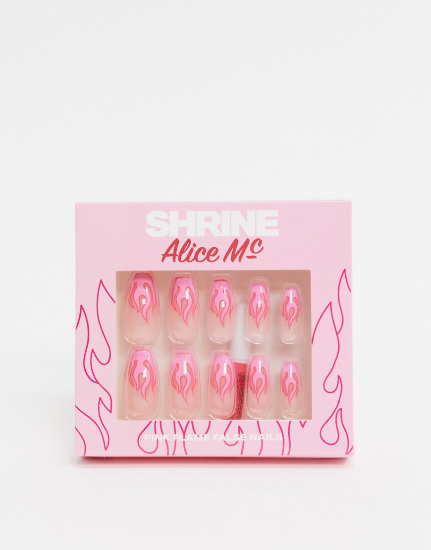 фото Накладные ногти с рисунком розового пламени shrine x alice mc-мульти the shrine