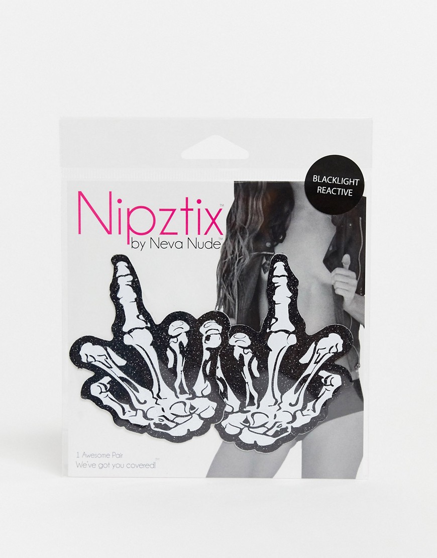 фото Наклейки на соски в виде среднего пальца nipztix by neva nude-черный
