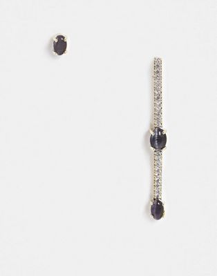 Nali asymetric crystal bar earrings