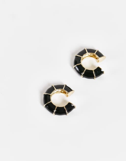 Nali - Bijou d'oreille en émail - Noir