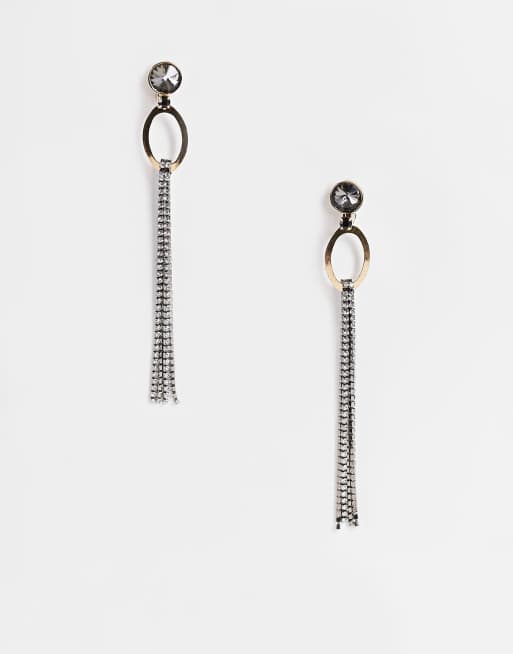 Nali - Boucles d'oreilles longues avec strass - Doré