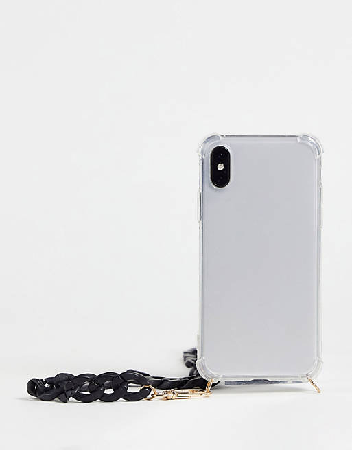 slå op fusionere tæmme Nali - Gennemsigtigt mobilcover til iPhone X med sort kædedetalje | ASOS