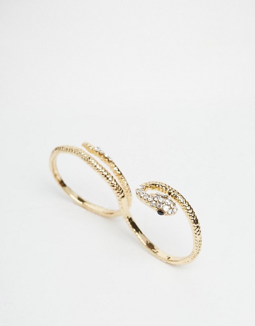 Gold Tone Diamante Snake Ring