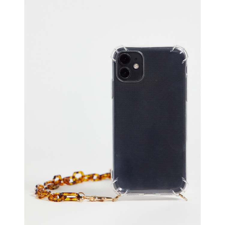 Nali Iphone 11 Case In Clear With Gold Chain Details Asos