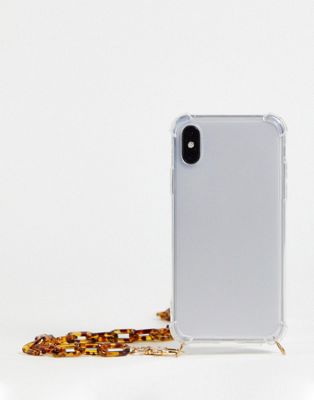 Nali iphone x phone case In clear with gold chain detail