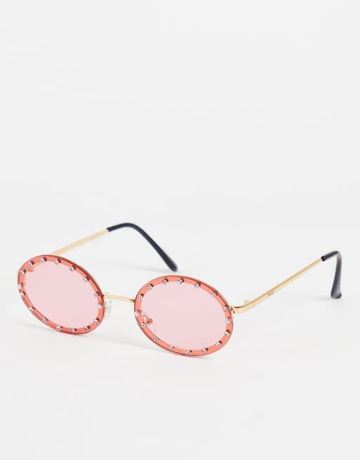 Nali – Rosa, runda solglasögon med strass