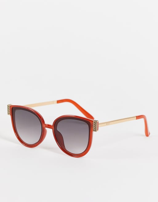 Nali - Zonnebril in karamel met metalen details