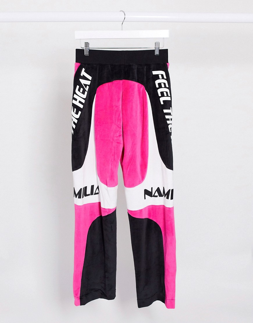 Namilia - Joggingbukser i velour med logo - Del af sæt-Pink