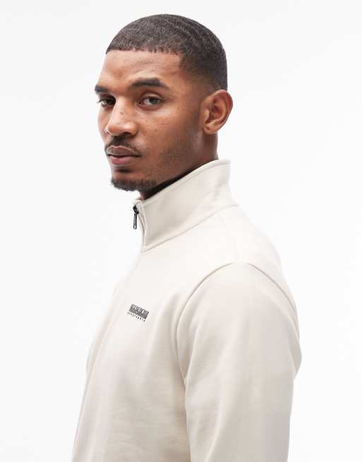 Napapijri 1/4 zip sweatshirt in off white, 4 of 5