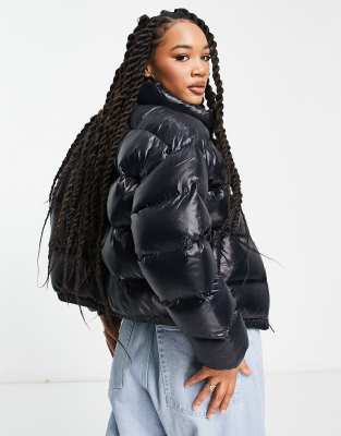 Napapijri A-box Crop Puffer Jacket In Black