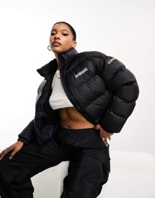 Napapijri a-box crop puffer jacket in black