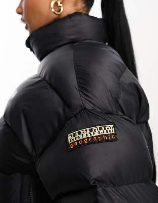 Napapijri A-box Crop Puffer Jacket In Black