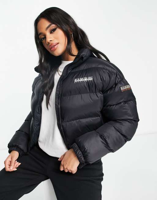 Napapijri a-box crop puffer jacket in black | ASOS