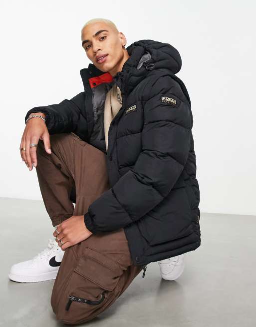 Napapijri a-chairlift puffer jacket in black | ASOS