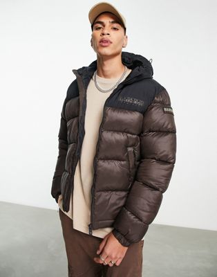 Napapijri a-hornelen puffer jacket in brown - ASOS Price Checker