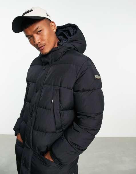 Hollister all weather borg lined hooded winter jacket in navy