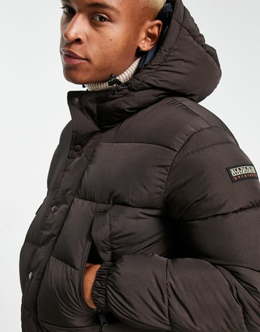 Napapijri a-keipen puffer jacket in brown | ASOS