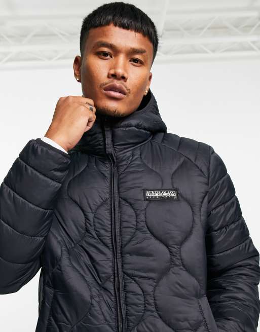 Napapijri a-morgex quilted jacket in black | ASOS