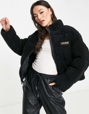 Napapijri A-Suomi borg puffer jacket in black - ASOS Price Checker