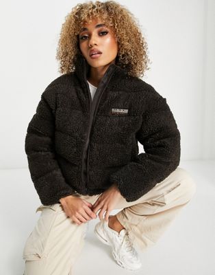 Napapijri a-suomi borg puffer jacket in brown