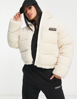 Napapijri a-suomi borg puffer jacket in off white
